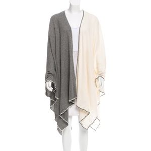 DONNI CHARM | Ivory & Gray Waffle Poncho